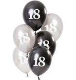 Ballonnen 18 Jaar Zwart/Zilver (6st)
