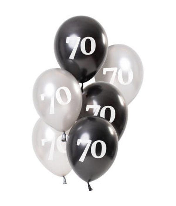 Ballonnen 70 Jaar Zwart/Zilver (6st)