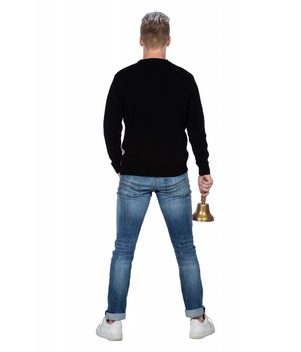 Kersttrui zwart snowboard Santa