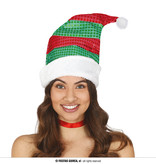 Kerstmuts Groen/Rood Pailletten