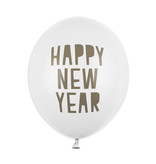 Happy New Year Ballonnen Pastel Puur Wit (6st)