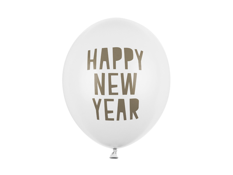 Happy New Year Ballonnen Pastel Puur Wit (6st)