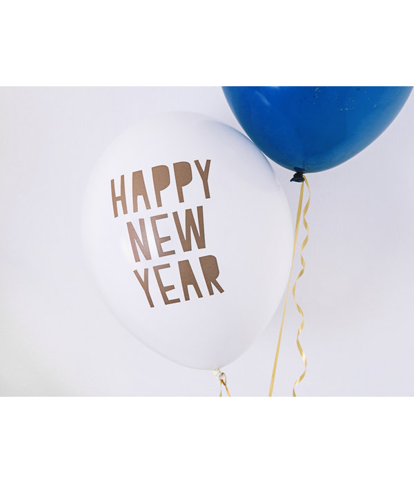 Happy New Year Ballonnen Pastel Puur Wit (6st)