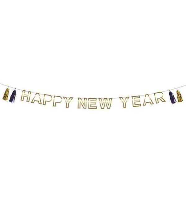 Letterslinger 'Happy New Year' met tassels (3m)