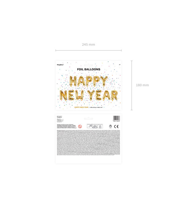 Folieballonnen Happy New Year Goud