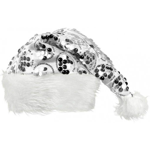 Kerstmuts Dangling Zilver Pailletten