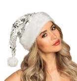 Kerstmuts Dangling Zilver Pailletten