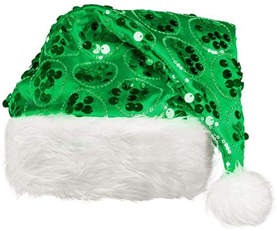 Kerstmuts Dangling Groen Pailletten