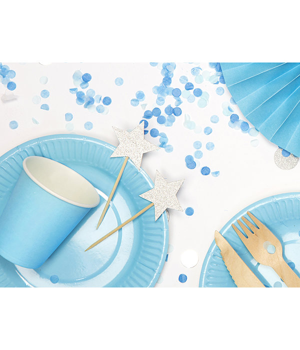 Cupcake toppers Zilveren Sterren Glitter (6st)