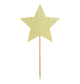 Cupcake toppers Gouden Sterren Glitter (6st)
