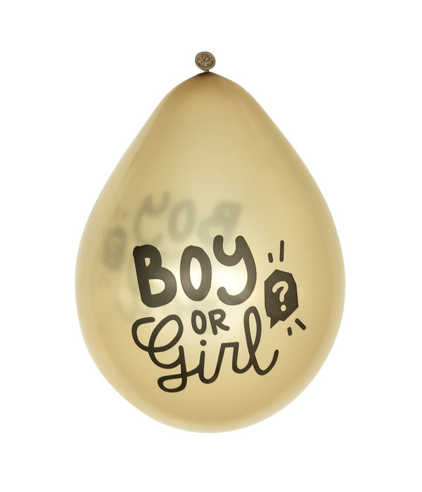 Gender Reveal Ballonnen Boy or Girl Goud (6st)