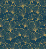 Inpakpapier Waterlelies Blauw/Goud