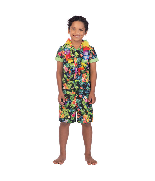 Zomers Hawaii Pakje Bloemen Zwart Kind