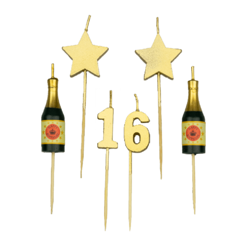 Taartkaarsjes Set 16 Jaar (6st)