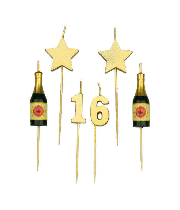 Taartkaarsjes Set 16 Jaar (6st)