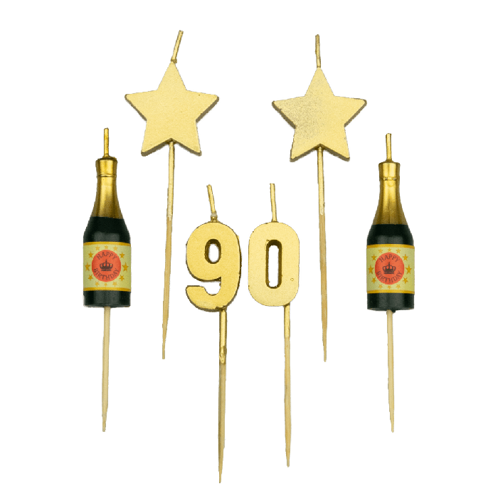 Taartkaarsjes Set 90 Jaar (6st) afbeelding