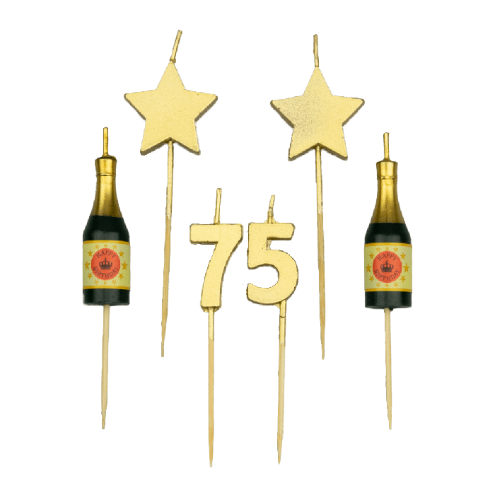 Taartkaarsjes Set 75 Jaar (6st)