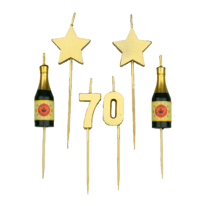 Taartkaarsjes Set 70 Jaar (6st) afbeelding