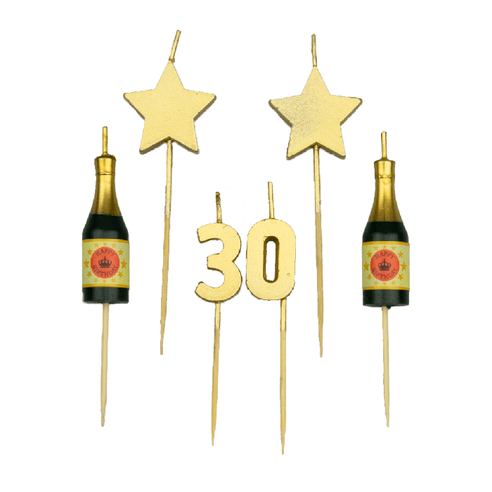 Taartkaarsjes Set 30 Jaar (6st) afbeelding