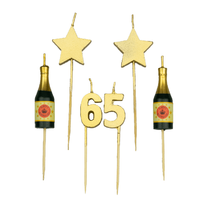 Taartkaarsjes Set 65 Jaar (6st) afbeelding