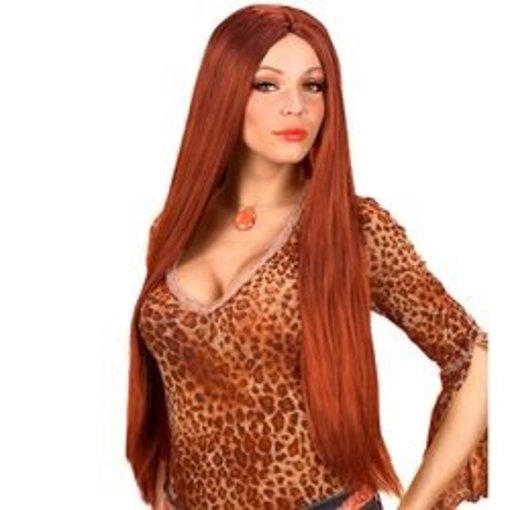 Pruik bruin extra lang