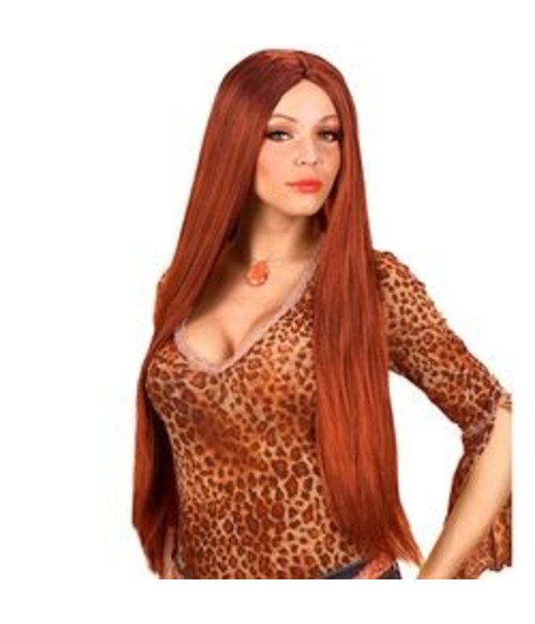 Pruik bruin extra lang