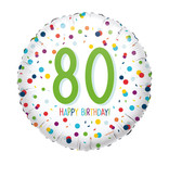 Folieballon 80 Jaar Confettiprint (45CM)