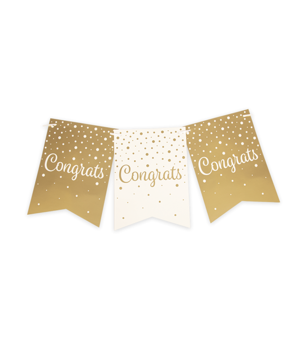 Vaandel Vlaggenlijn Congrats Goud/Wit (6m)