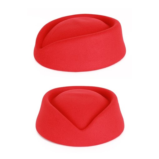 Stewardess hoed wolvilt rood