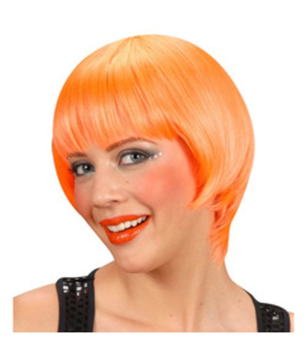 Pruik rave neon oranje