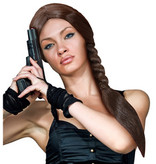 Pruik dikke lange vlecht bruin