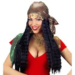 Pruik Zigeunerin met hoofddoek afbeelding