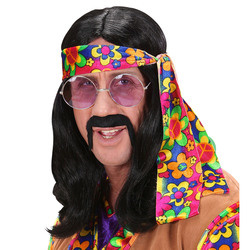 Pruik Hippie zwart Floyd afbeelding
