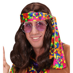 Pruik Hippie bruin Lennon afbeelding
