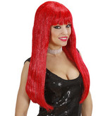 Glamour pruik glitzy rood