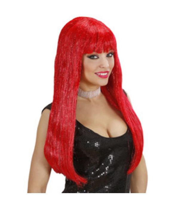 Glamour pruik glitzy rood