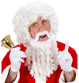 Kerstmanpruik krul met baard, snor en wenkbrauwen
