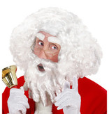 Kerstpruik krul met baard, snor en wenkbrauwen