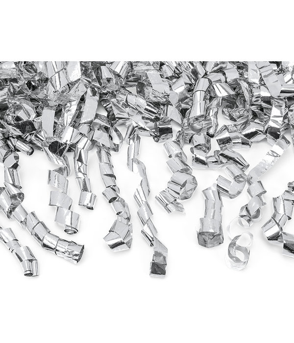 Confetti Kanon Slierten Metallic Zilver (40cm)