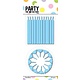 Taartkaarsjes 24 Stuks + Houders Blauw 12 Stuks