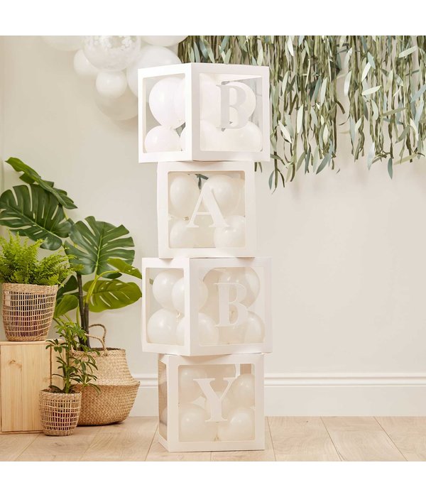 Baby Blokken Ballondecoratie Wit