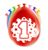 Party Ballonnen Hoera 1 Jaar - 8 Stuks