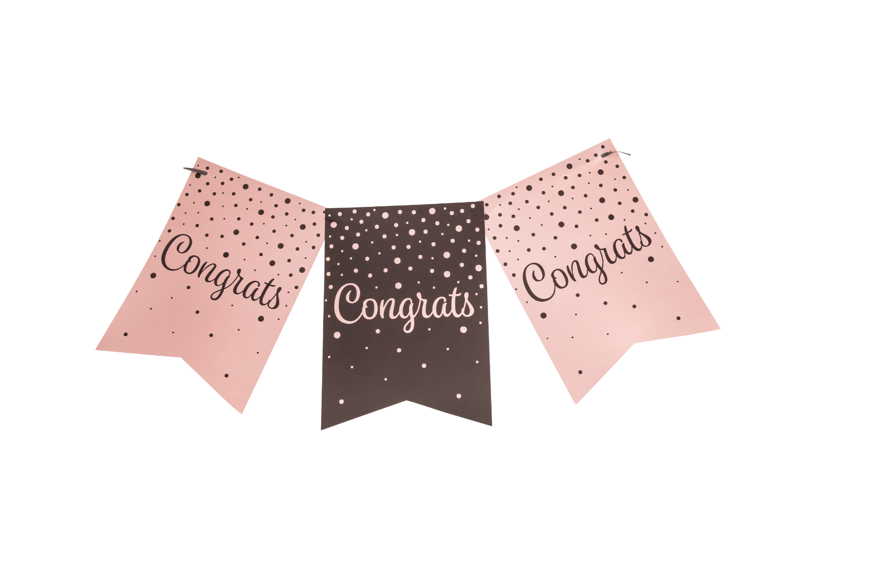 Verjaardagsslinger Vaandel &apos;Congrats&apos; Roze/Zwart