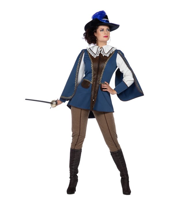 Lady Musketier Kostuum Blauw