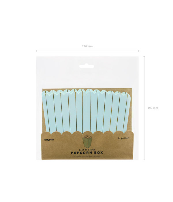 Popcornbakjes Strepen Lichtblauw/Goud (6st)