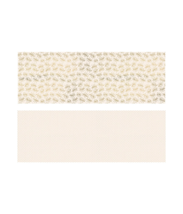 Set 2 rollen Inpakpapier Metallic Roze/Goud Bladeren en Stippen