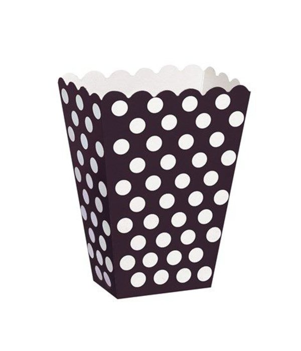 Popcornbakjes Zwart Met Witte Stippen (8st)