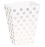 Snackbakjes Wit Met Zilveren Stippen (8st)