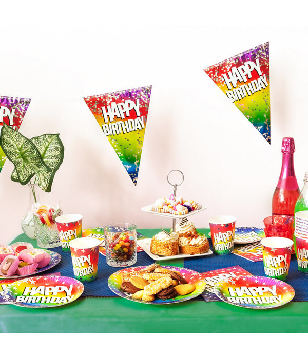 Happy Birthday Vlaggenlijn Sterretjes Rainbow (6m)