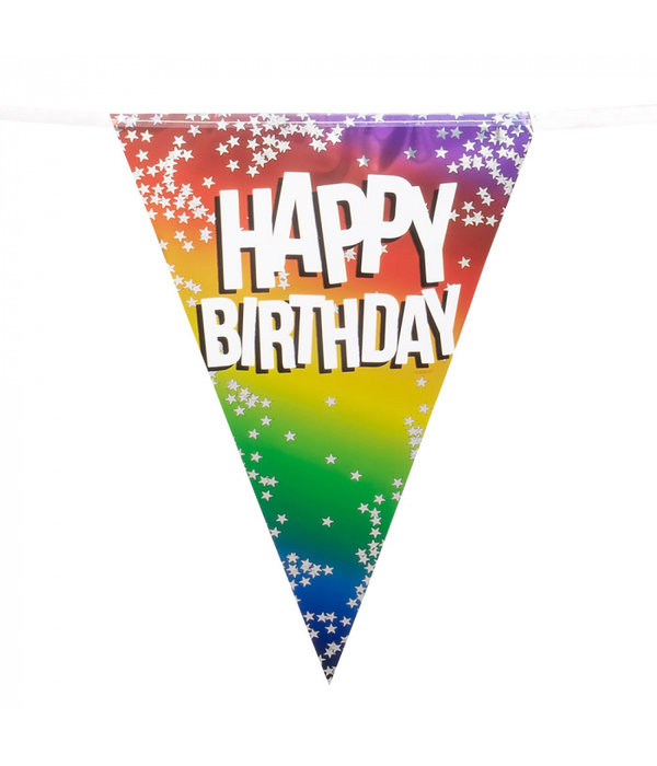 Happy Birthday Vlaggenlijn Sterretjes Rainbow (6m)